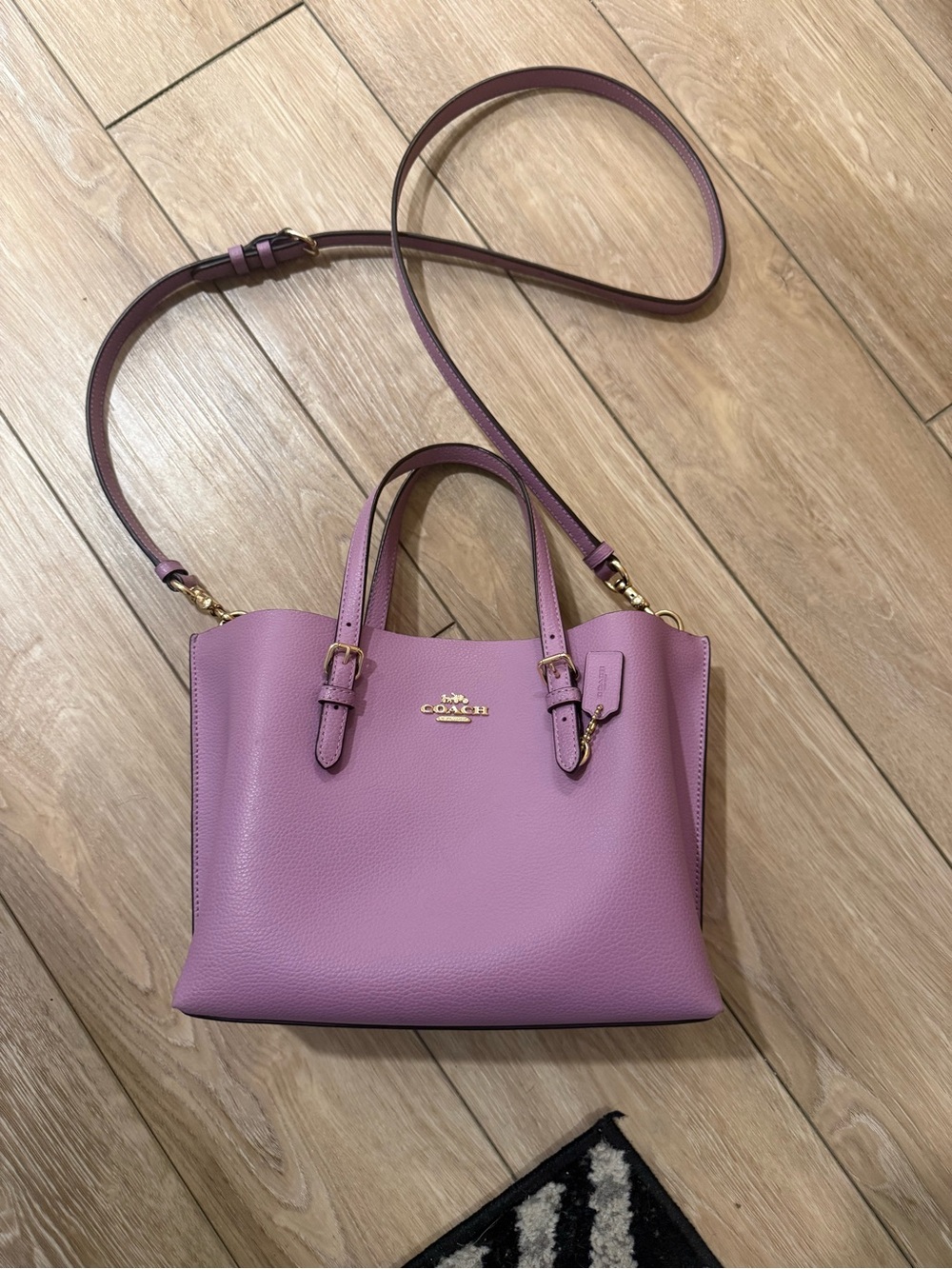 Coach Leather Lavender Tote with Crossbody Strap